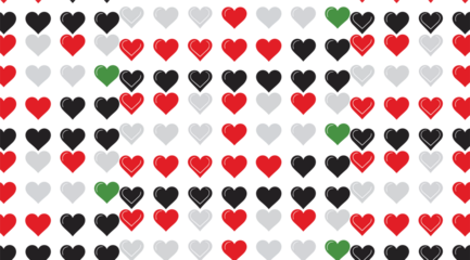 set of red and white hearts patterns