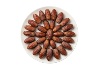 almonds spiral on white plate in circular arrangement