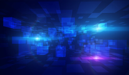 Glowing data 3d cubes abstract digital vector background. Perfect for AI concepts, big data visualization, technology presentations for websites and corporate media © Saibarakova Ilona