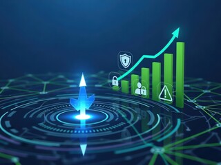 Abstract digital interface pointing at growth chart representing cybersecurity protection with data privacy and hacking alert prevention.jpeg