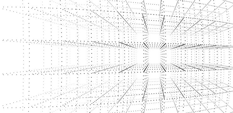 Abstract technology background with binary code digital tunnel. Concept of big data, artificial intelligence, cyberspace, and digital transformation vector background with perspective and copy space.