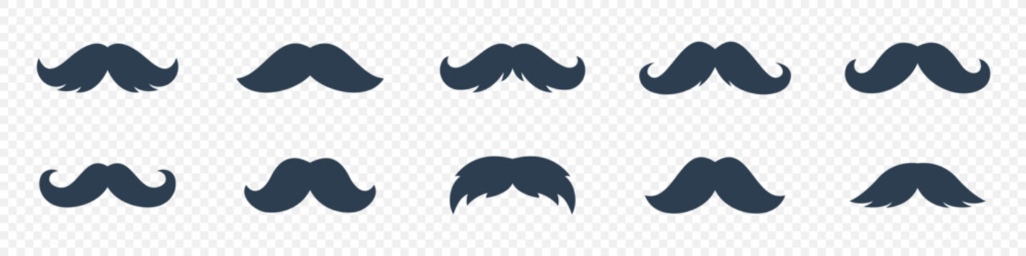 Vector moustache icons. Retro mustaches set for barbershop logos, hipster branding, party props and creative graphic design projects.
