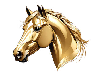 Minimalist gold line art of a horse head luxury branding style isolated