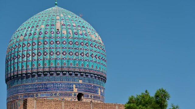 Zoom In on Bibi Khanym Mosque in Samarkand, Uzbekistan