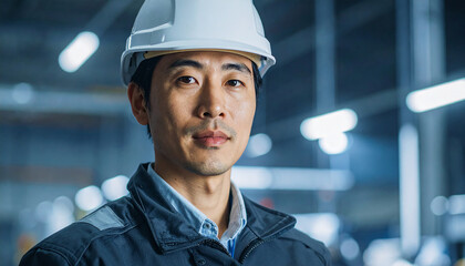 Portrait of an Engineering Professional: Focused gaze of an engineering professional, radiating expertise. Captured in the environment.
