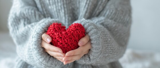 The Heart Cradled in Warm Hands Wearing Cozy Gray Sweater