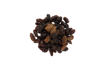 Raisin isolated on white background. Top view.