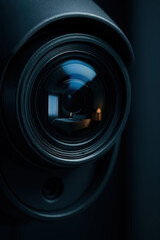 Security camera surveillance lens privacy digital technology protection monitoring safety Security camera lens with digital focus conveying privacy concern and rights awareness modern surveillance