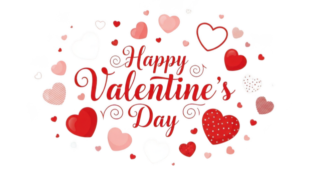 Happy valentine's day hearts isolated on transparent background - Powered by Adobe