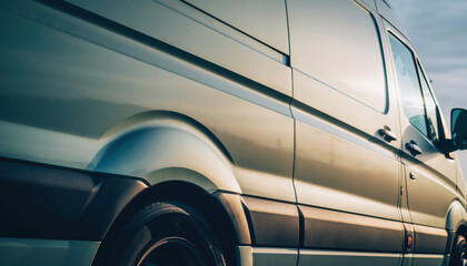 Delivery van cargo van electric van eco delivery green transport commercial vehicle side view modern design logistics concept urban street delivery van cargo van electric van eco delivery green