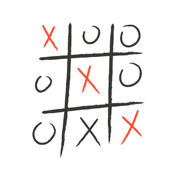 Tic tac toe game. Noughts and crosses sign. Chalk textured. Vector
