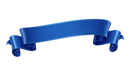 Blue ribbon banner scroll isolated on a transparent background blank