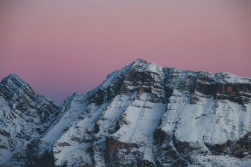 snow covered mountains in winter