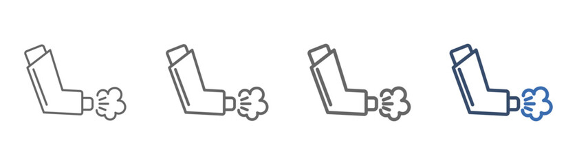 
outline icon set asthma with cough inhaler design