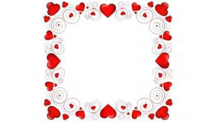Heart-shaped frame isolated on transparent background