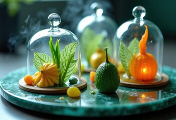 Molecular Gastronomy Marvels Glass Cloche Enigma Culinary Phenomenon Nature Sculpture