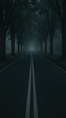 Fototapeta premium Mysterious foggy road wallpaper for mobile
