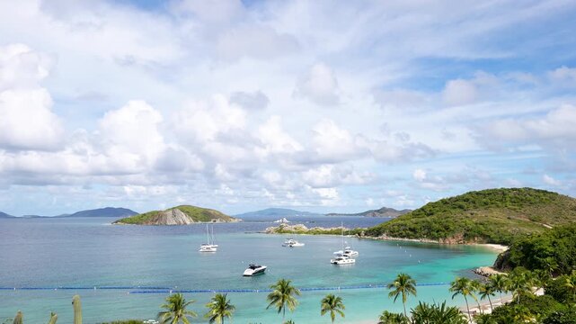 sailboats are moored in a British Virgin Islands snorkeling cove