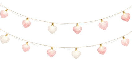 Heart-shaped garland decoration isolated on transparent background