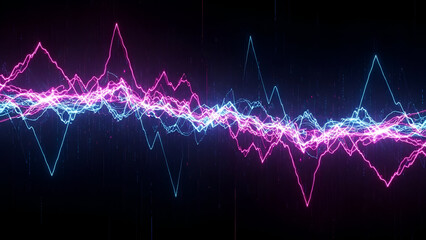 Electric Neon Waveform Visualizer Displaying Colorful Sound Frequencies