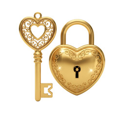 golden key and heart lock