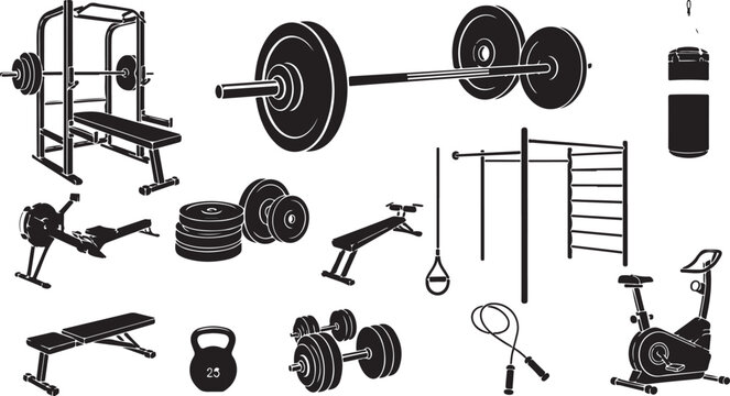 Various Gym Equipment and Tools fitness exercise
