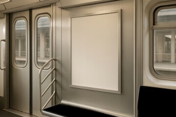 Fototapeta premium Empty subway interior with poster
