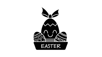 Fototapeta premium Easter eggs illustration with bunny and eggs in a basket