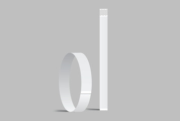 Blank white paper wristbands mockups isolated on background. Empty event wrist bands paper event bracelet design for festival access, admission control, hand entrance event, wristlet, concert armlet