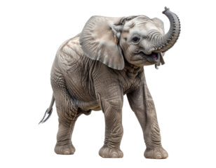 Baby Elephant Trunk Greeting Softly Against White Background