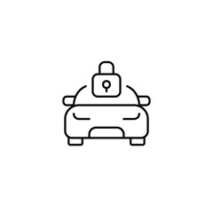 Obraz premium Car and lock. Secure personal vehicle, safe travels. Anti-theft protection. Pixel perfect, editable stroke vector icon