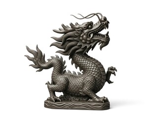 Fototapeta premium Luner Chinese dragon statue on white background