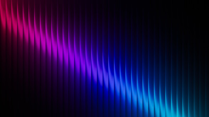 Fototapeta premium Abstract digital wave pattern with vibrant pink and blue gradient on a dark background creating a futuristic and dynamic visual effect suitable for modern design and technology themes
