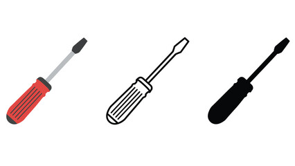 Fototapeta premium Three different screwdrivers on a white background for repair and DIY projects
