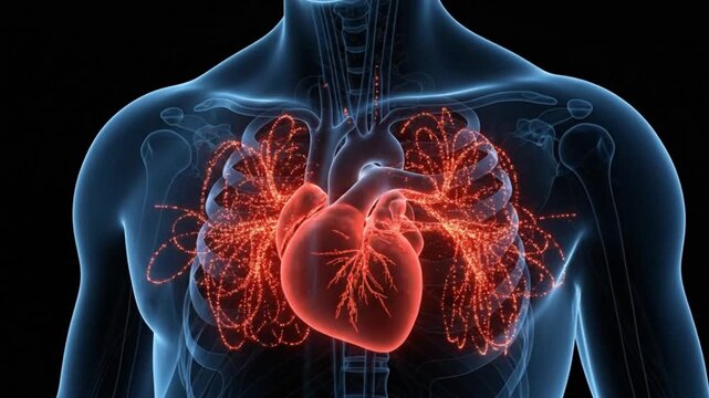 3d model human body with heart beating.