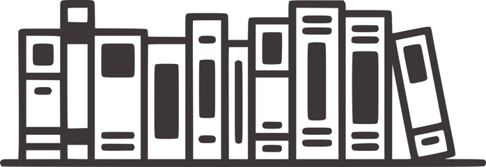 Minimalist black and bookshelf with varied book spines © Musfiqur