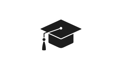 A simple black icon of a graduation cap on a white background