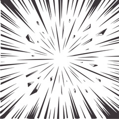 Fototapeta premium Radial black and explosion lines with sharp geometric fragments