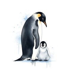 Obraz premium Mother's day penguin love heartwarming moment between mother and baby penguin
