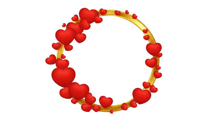Red heart wreath isolated on transparent background