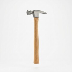 Classic claw hammer with wooden handle on white background