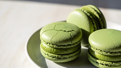 Pastel Green Tea Macarons
