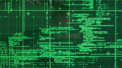 Animation of data processing over casino chips and grid - Powered by Adobe