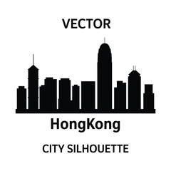Hong kong city skyline vector silhouette graphic