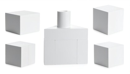 Minimal White Plastic Blocks on White Background