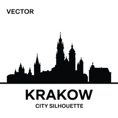 Fototapeta premium krakow city skyline silhouette vector illustration high quality