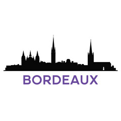 Fototapeta premium bordeaux city skyline with purple text logo