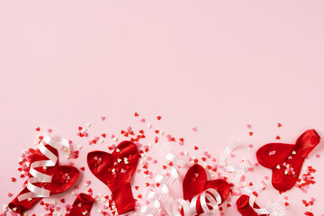 Love balloon and conffeti pink and red background