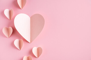 Paper heart flat lay romantic design love and valentine day