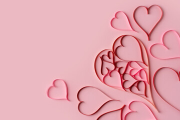 Paper heart flat lay romantic design love and valentine day
